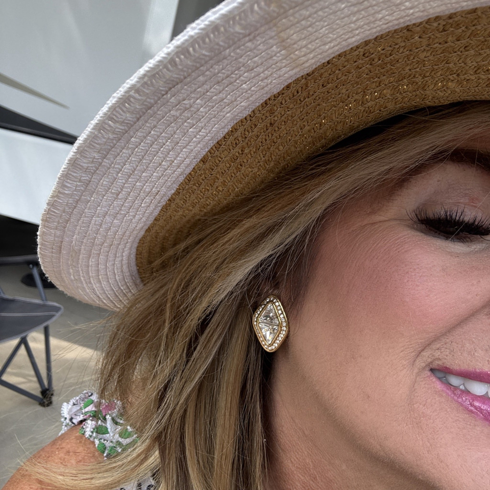 Swarovski Crystal Gold Earrings Clip Large Marquise Shape With Pave *NEW* - Picture 8 of 10